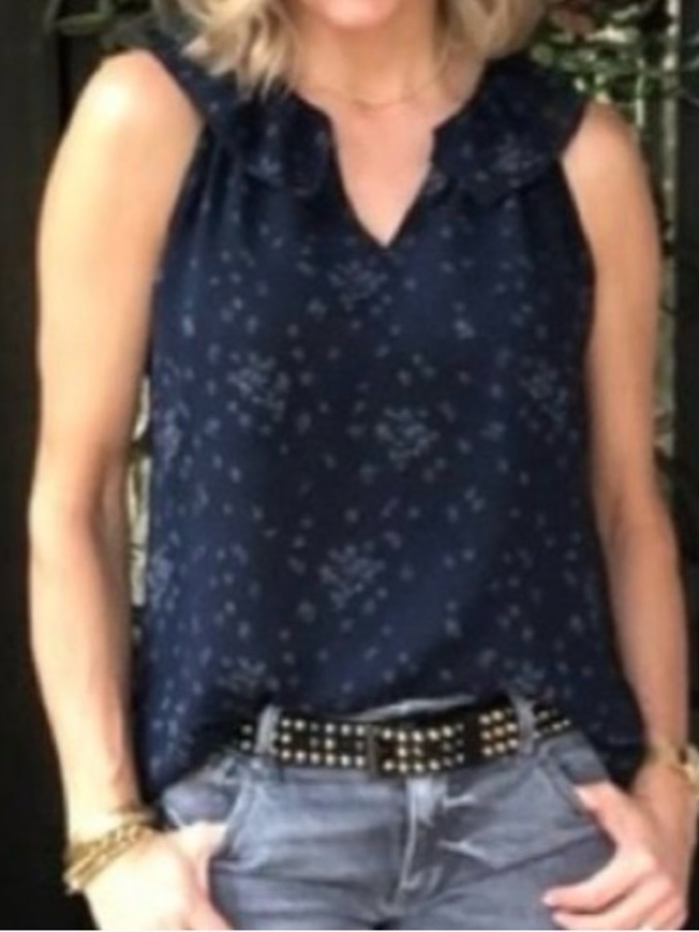 CAbi “Ever” Navy Mini Floral Sleeveless Top - Picture 9 of 9